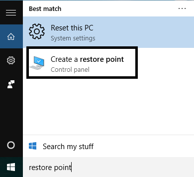 How to create a system restore point