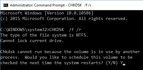 CHKDSK scheduled