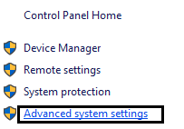 advanced settings in properties
