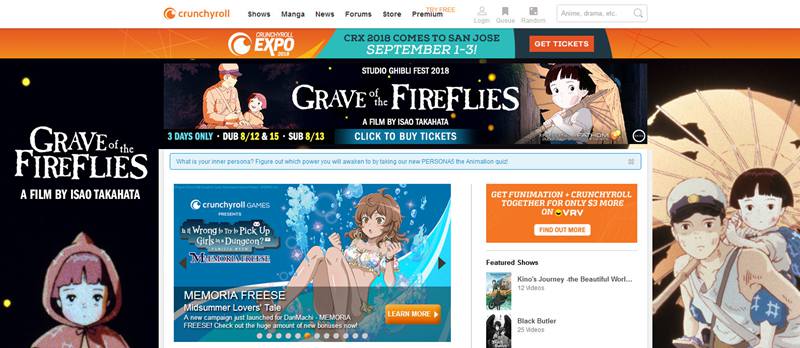 Crunchyroll Anime Streaming Website
