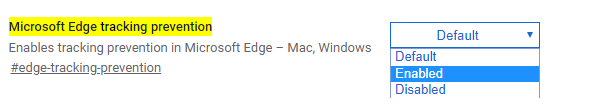 Enable Microsoft Edge Tracking Protection
