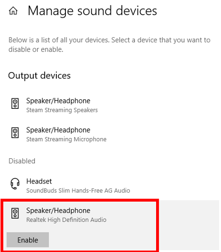 Fix Headphones Not Working Windows 10 Enable