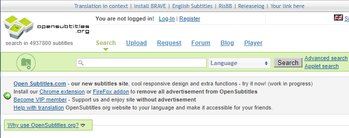 Opensubtitles Website