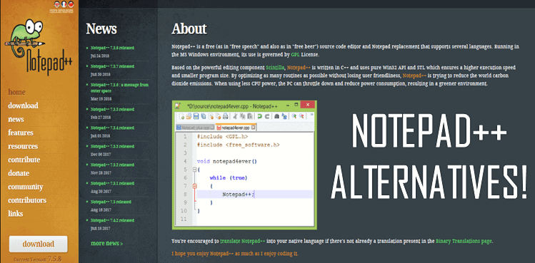 Notepad++ Alternatives