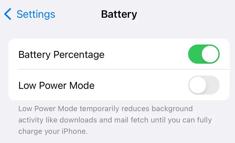 If you don’t see the Low Power Mode