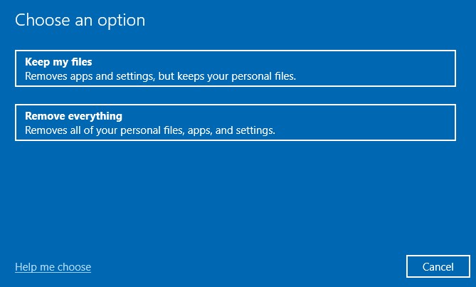 Reset Your PC