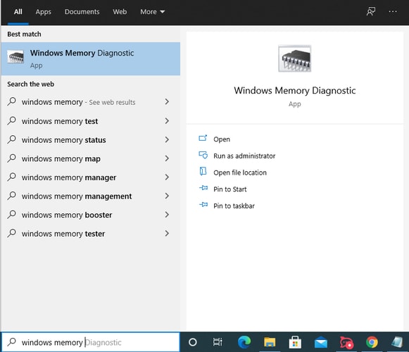 Tap on Windows Memory Diagnostics to launch it