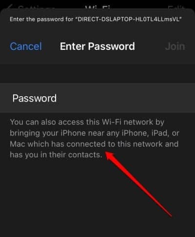  The WiFi network password box will show