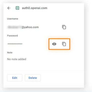 Click the eye icon to view the password or the copy icon to copy the password to your clipboard