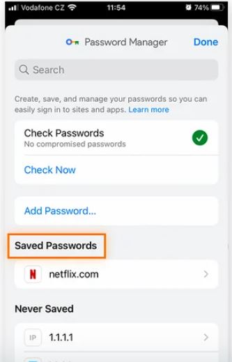Go to the list of Saved Passwords and select a site