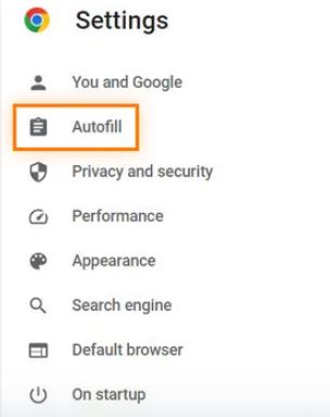 Select Autofill from the menu on the left