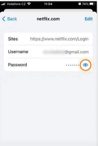 Tap the eye icon to view the password