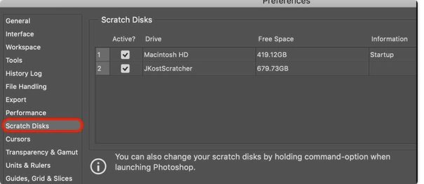 Change Photoshop Scratch Disk