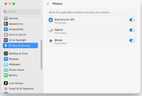 Check your Mac privacy settings