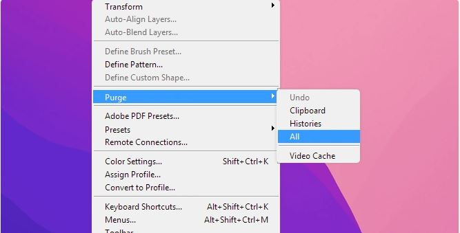 Clear Photoshop Cache