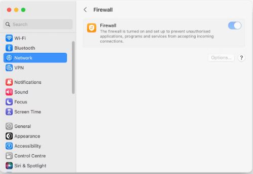 Turn on Mac's firewall