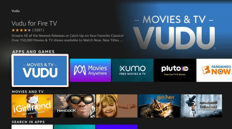 Tap the Vudu app from the apps list